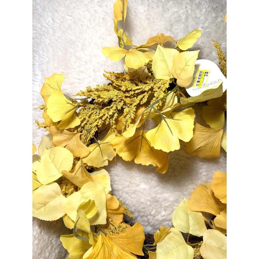 Threshold Goldenrod Mix Fall Wreath Autumn Decor Door Hanging 22” NEW